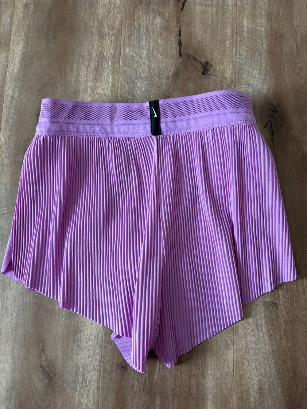 Nike Lavender Pleated-Trim Women's Athletic Shorts - Picture 3 of 3